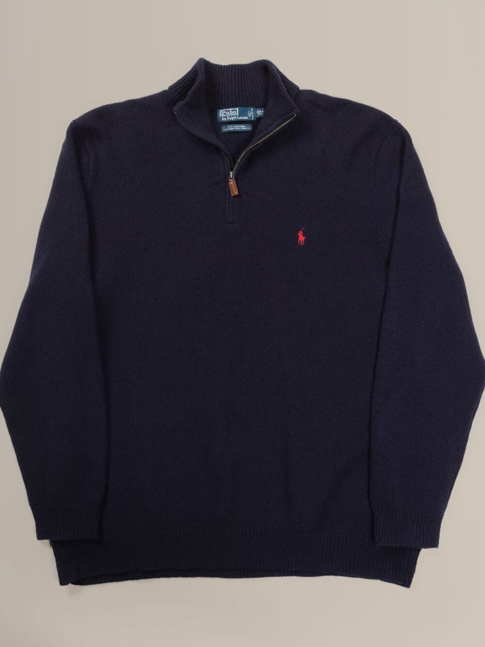 Share VTG 90s Y2K Polo Ralph Lauren Quarter Zip Wool Sweater Navy Blue Men’s 3XL